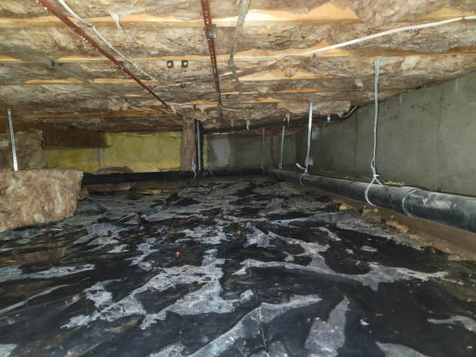 Water in a crawlspace after a pipe broke